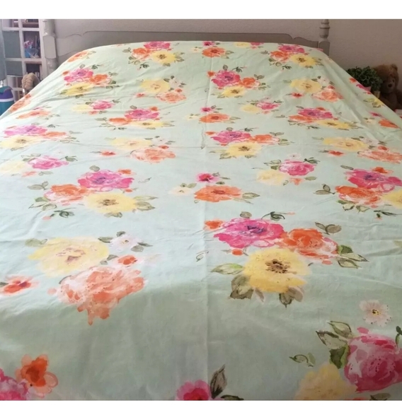 Pottery Barn Junk Gypsy Blue Colorful Spring Blooms Full Queen Duvet Cover - Picture 3 of 7
